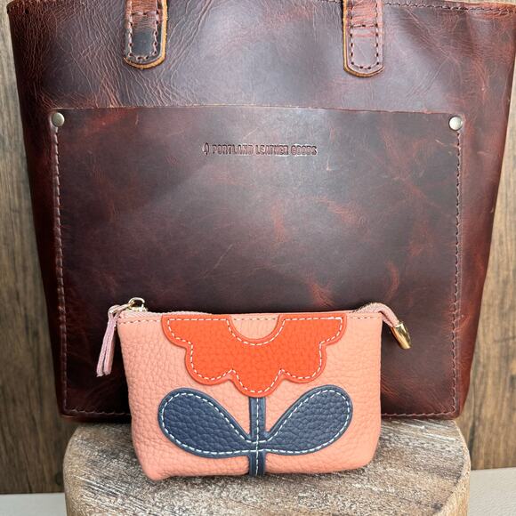 Flower Coin Purse Wallet Genuine Leather Wallet NEW FAST SHIP - Picture 2 of 4